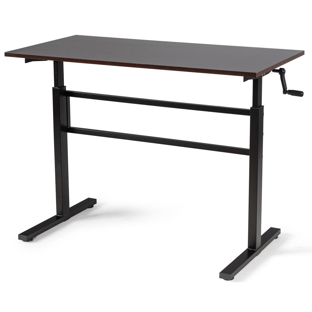 Topbuy Height Adjustable Standing Desk Base Ergonomic Stand Up Desk for Home Office with Crank Brown