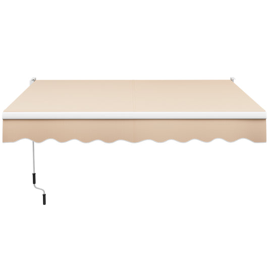 Topbuy 8ft¡Á6.6ft Retractable Awning with Aluminum Frame Sun Water Protection with PA Coating Manual Control Hand Crank Angle Adjustable Design Beige