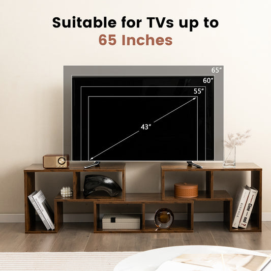 Topbuy 3 PCS Adjustable TV Stand Minimalist Entertainment Center for 43 55 60 65 Inch TV Media Console Table Rustic Brown