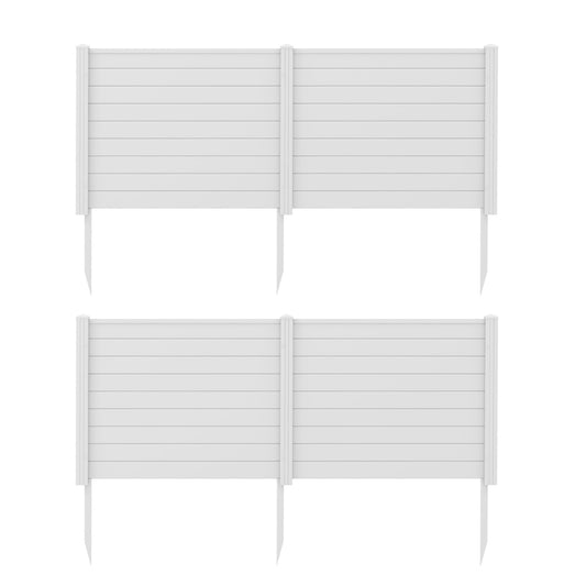 Topbuy 2PCS Air Conditioner Fence Decorative Trash Can Enclosure with Stakes 48 inch L x 37.5 inch H Pool Equipment Fence Screen White