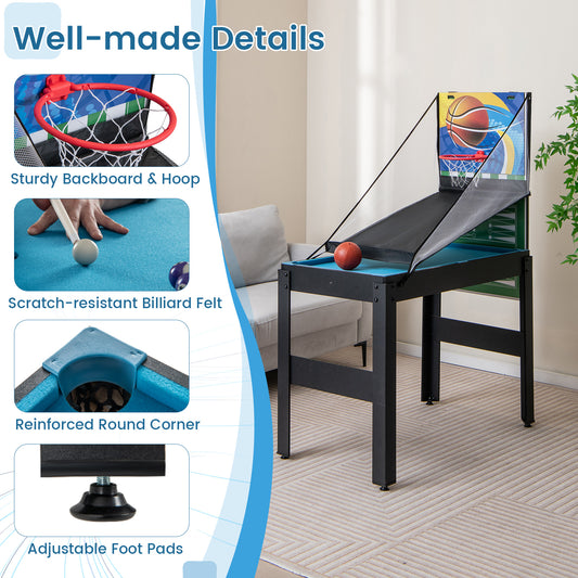 Topbuy 14-In-1 Game Table Combo Game Table w/ Basketball Billiards Foosball Ping Pong Bowling Chess Checkers Backgammon Tic Tac Toe for Party Game Room