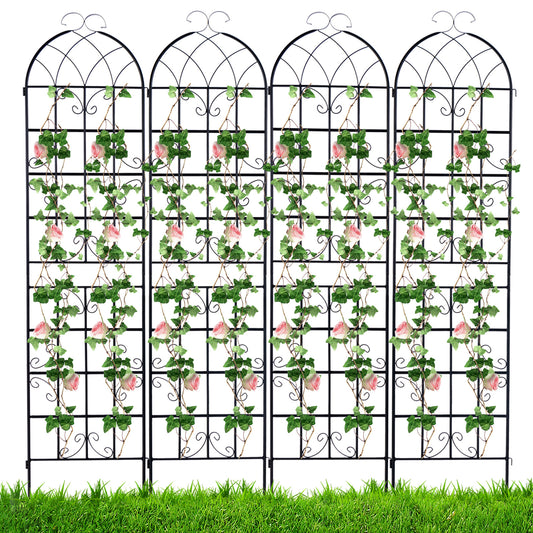 Topbuy Metal Garden Trellis for Climbing Plants 4 Pack Fence Trellis Panels 87" Tall Retro Style Cucumber Trellis