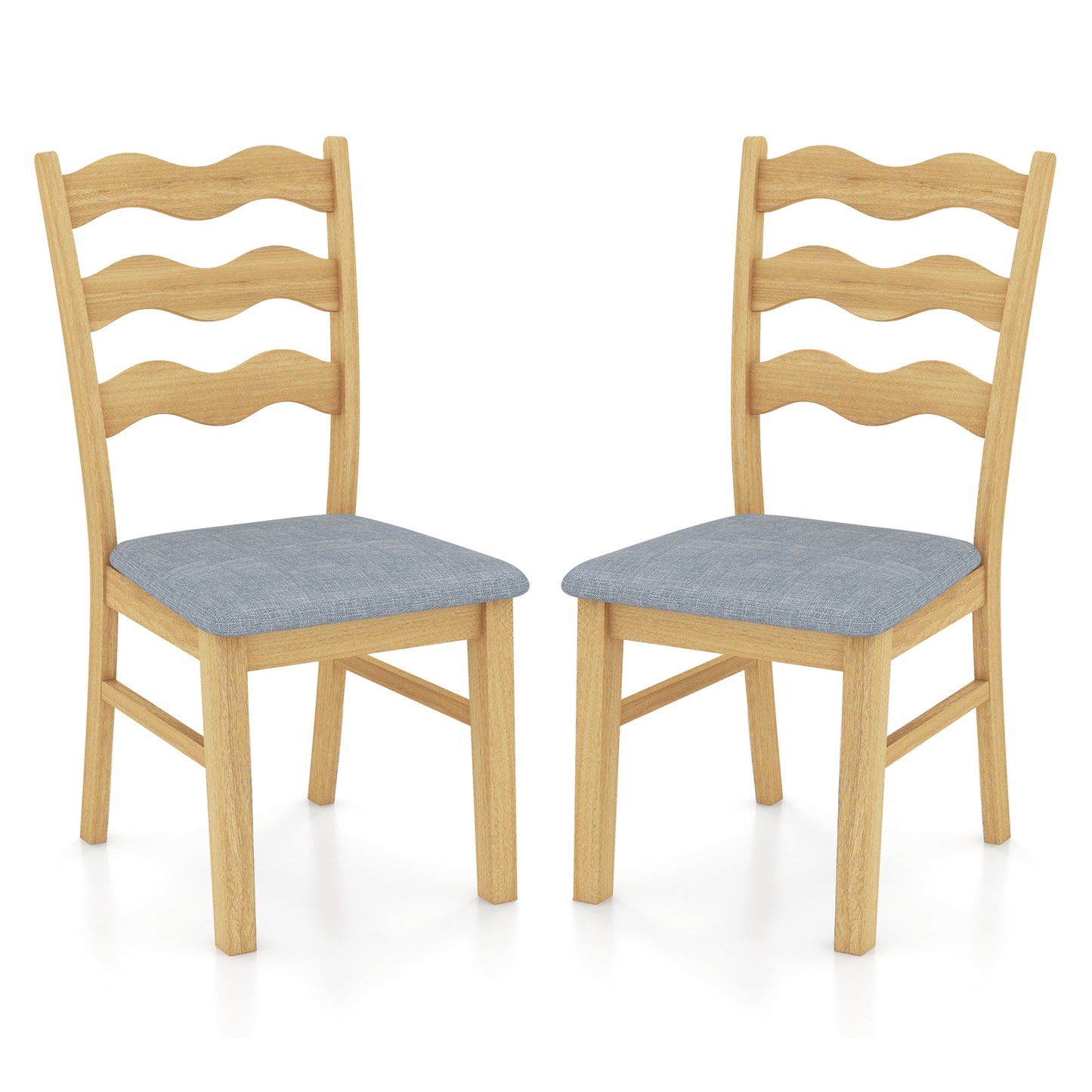 Topbuy Set of 2/4 Dining Chairs Rubber Wood Kitchen Chair with Padded Seat & Hollowed Backrest Rustic Dinner Chair
