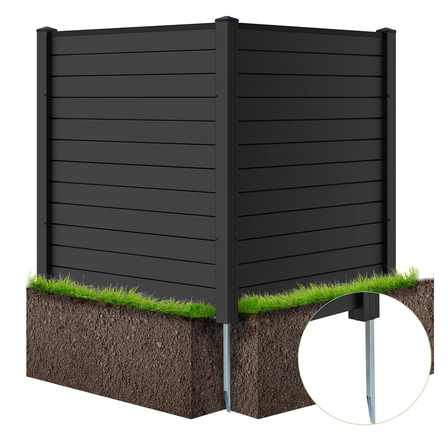 Topbuy Air Conditioner Fences Outdoor Privacy Fences Screens Trash Can Enclosures PVC with Metal Ground Stakes Black