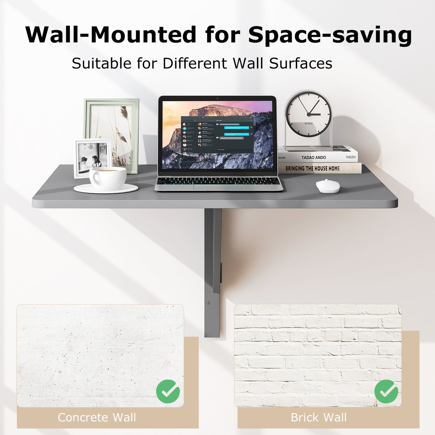 Topbuy Wall-Mounted Drop-Leaf Table Folding Space Saving Hanging Laptop Desk
