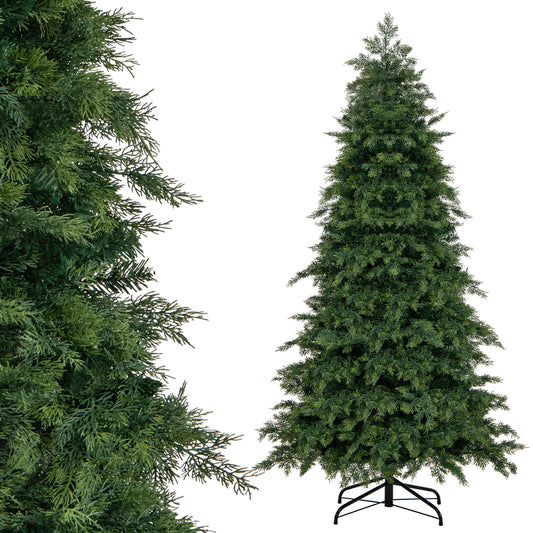 Topbuy 7.5 FT Artificial Christmas Tree, Hinged Xmas Spruce Tree with 1019 Branch Tips Unlit Seasonal Celebration Tree
