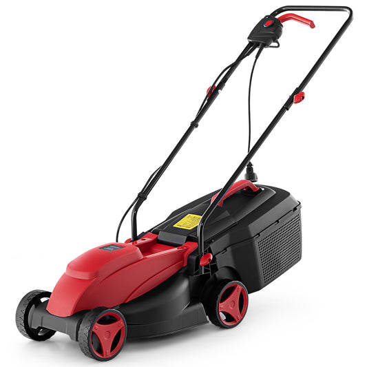 Topbuy Electric Lawn Mower 13" 10 Amp Corded Lawnmower with 25 L Grass Collection Box Red