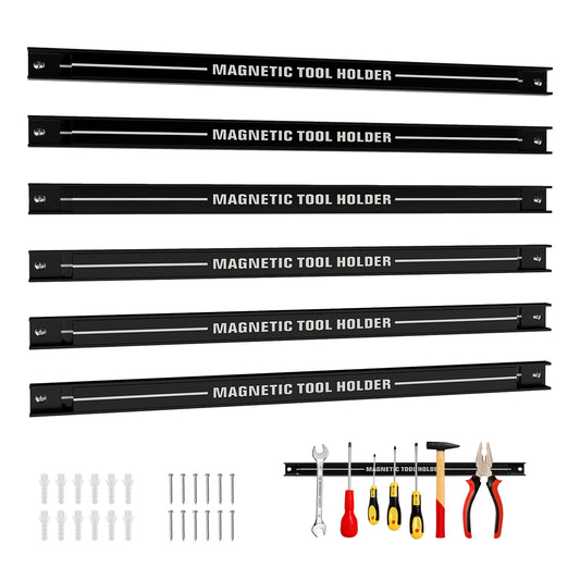 Topbuy 18" Magnetic Tool Holder Strip 6 Pack Heavy-Duty Metal Tool Magnet Bar with Mounting Screws