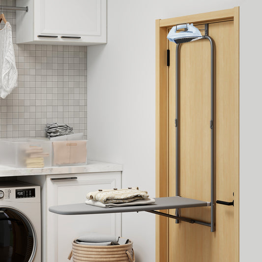 Topbuy Over Door Ironing Board Hanging Ironing Board with Iron Holder & Heavy-duty Metal Frame