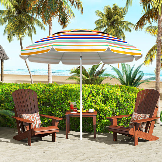 Topbuy 6.5 FT Beach Umbrella UPF50+ Sun Protection Portable Outdoor Sunshade Parasol for Sand w/ Push Button Tilt