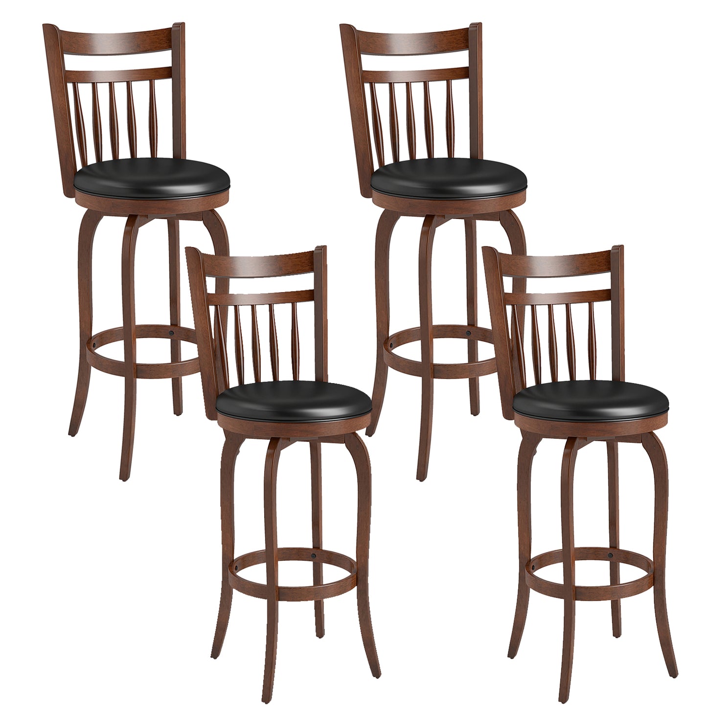 Patiojoy Swivel Bar Stools Set of 2 Counter Height Stools with Back Faux Leather Upholstered Seats