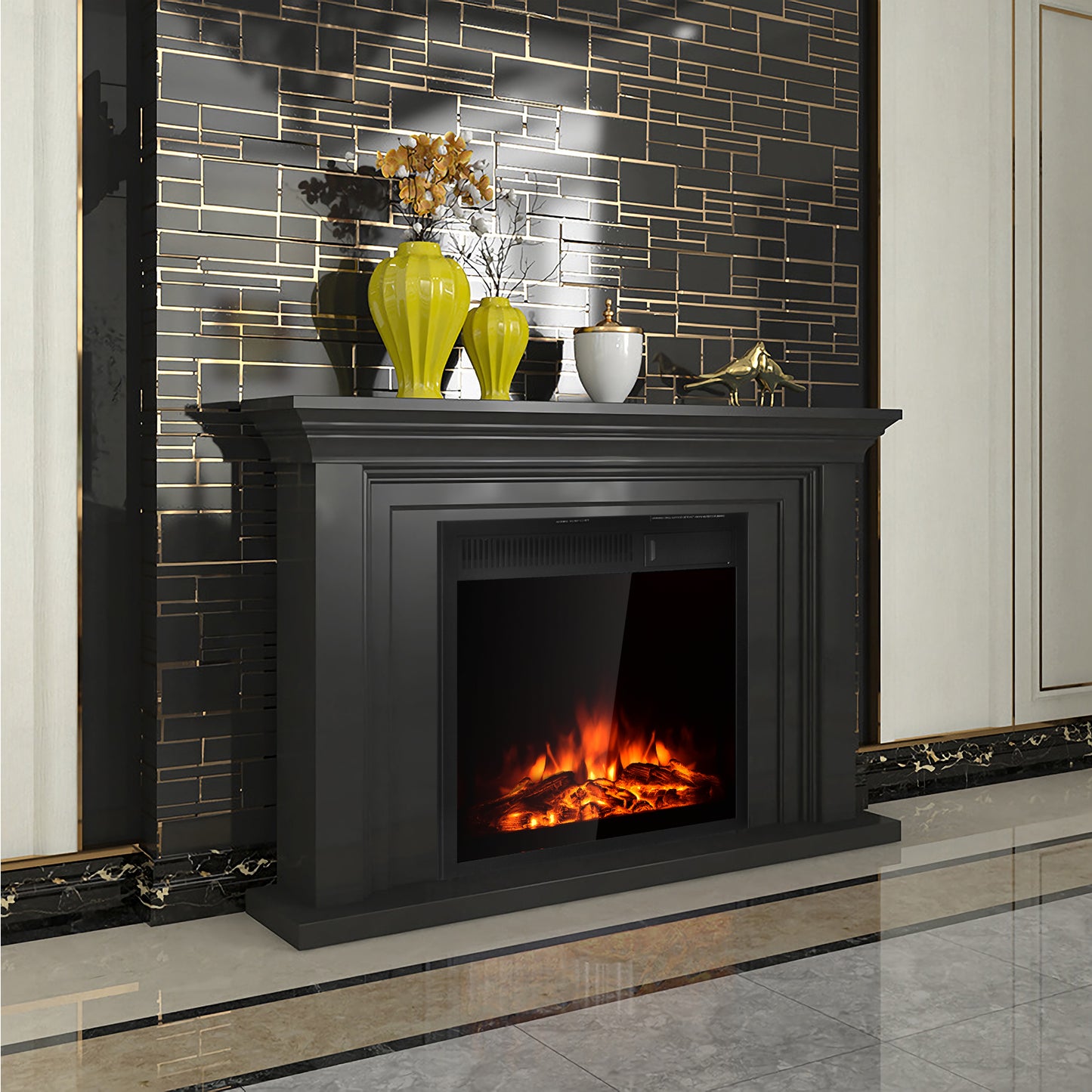 Topbuy Freestanding & Recessed Electric Fireplace Heater with Remote Control