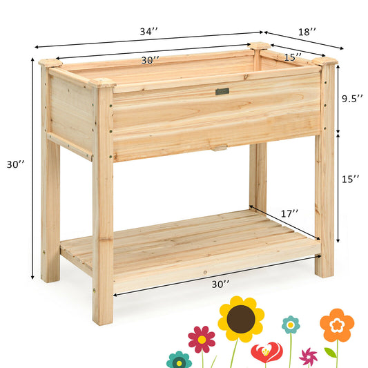 Topbuy Raised Garden Bed Elevated Wood Planter Box Stand for Vegetable Flower