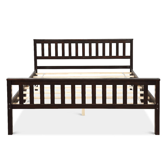 Topbuy Wood Bed Frame Wooden Slat Support Platform w/ Headboard Queen Size