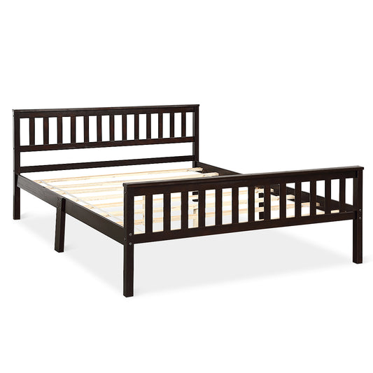 Topbuy Wood Bed Frame Wooden Slat Support Platform w/ Headboard Queen Size