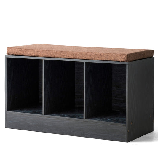 Topbuy 3-Cube Shoe Bench Storage Box Organizer with Removable Cushion Padded Seat