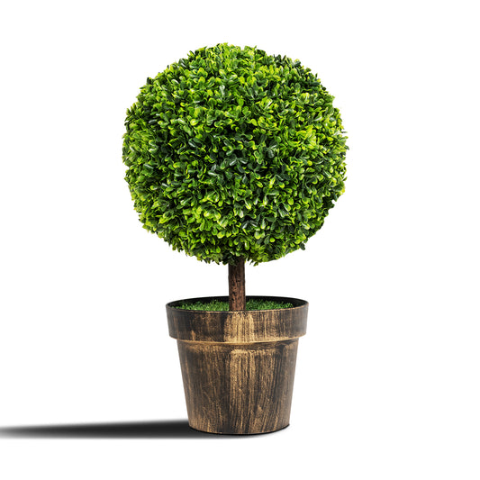 Topbuy 2-Piece 24'' Artificial Plant Ball Tree Round Decorative Planter