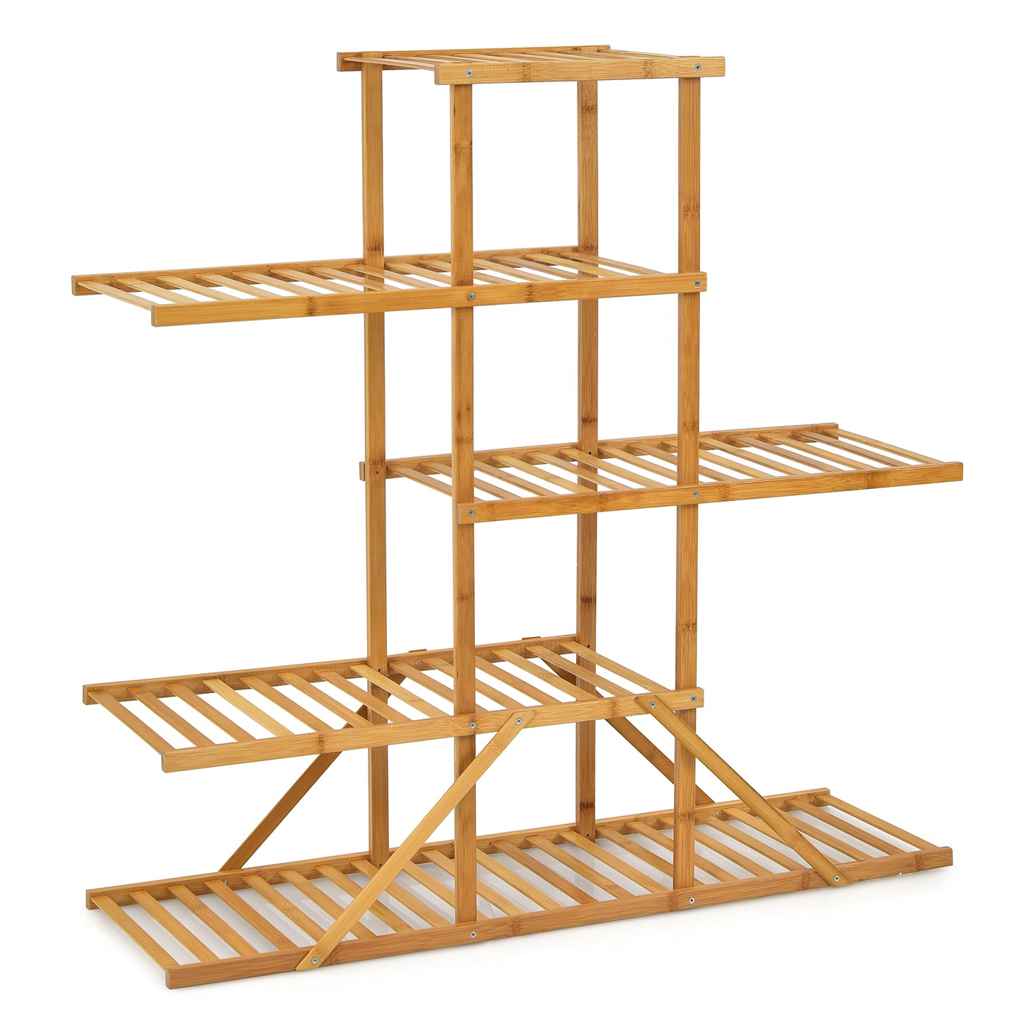 Topbuy 5 Tiers Bamboo Plant Stand for Indoor Plants Multiple Utility Shelf Free Standing Storage Rack Pot Holder Brown/Natural