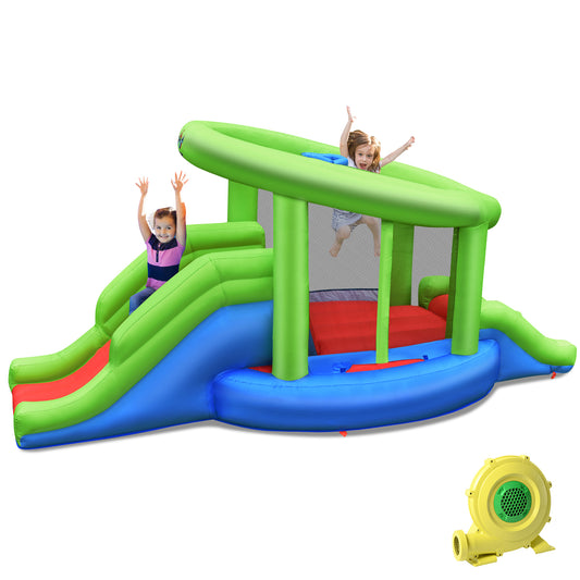 Topbuy Inflatable Bounce House Castle Outdoor Jumper with 2 Slide & 480W Blower