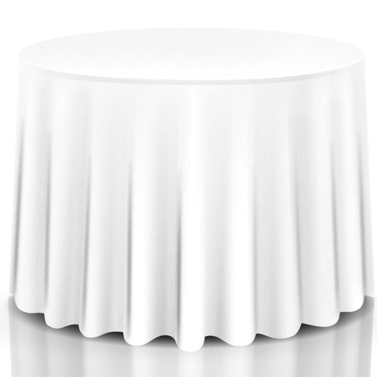 Topbuy 90'' Round Tablecloth Polyester White 10 pcs