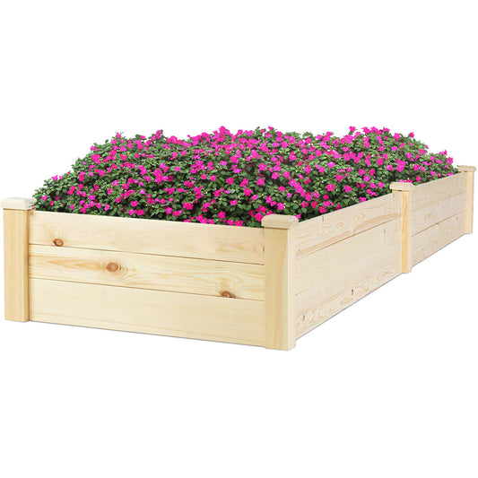 Topbuy Raised Garden Bed Planter Wooden Elevated Vegetable Flower Rectangular Kit Box