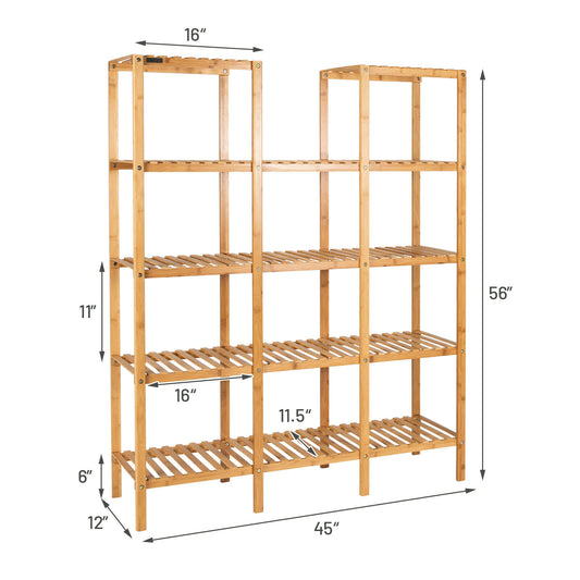 Topbuy Display Shelf Multifunctional Bamboo Flower Plant