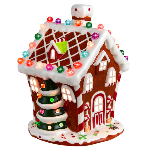 Topbuy Datcha House-shape Ceramic Hand-Painted Christmas Decorw/ 44 Multicolored Lights