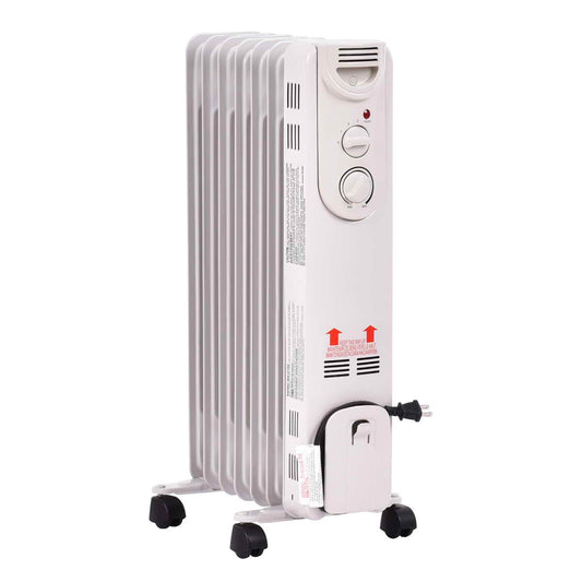 Topbuy 1500W Oil Filled Radiator 5-Fin Thermostat Room Radiant Electric Space Heater