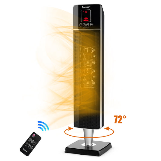 Topbuy 1500W Oscillating Ceramic Pedestal Heater Remote Control Air Heating Machine w/ Timer