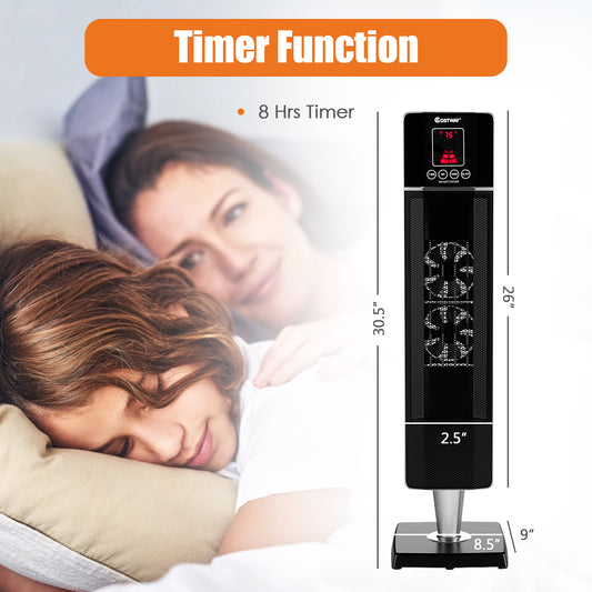 Topbuy 1500W Oscillating Ceramic Pedestal Heater Remote Control Air Heating Machine w/ Timer