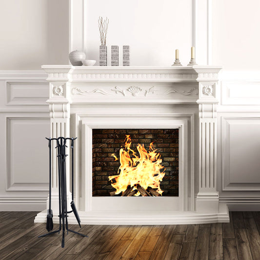 Topbuy Robust 5pc Steel Fire Place Tool set Fireplace Tools Set Stand Hearth Accessories