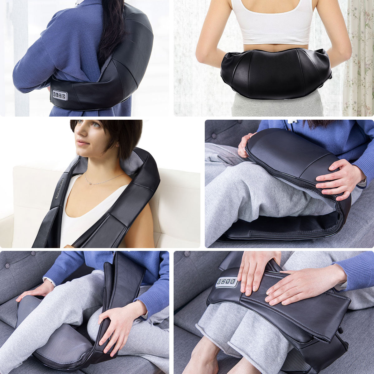 Topbuy Shiatsu Massage Kneading Pillow Heat Straps Waist Neck Relax