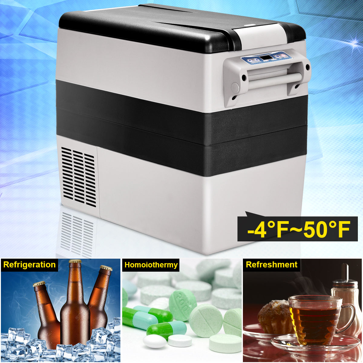 Topbuy 54 Quarts Electric Car Cooler Fridge Portable w/ LCD Display
