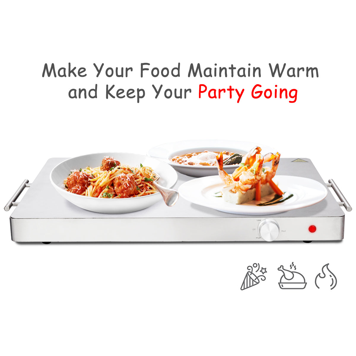 Topbuy Electric Dish Warmer Buffet Serving Warming Tray Keep Food Warm