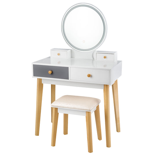 Topbuy Vanity Table Set 3 Color Adjustable LED Light Detachable Mirror