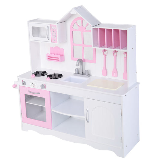 Topbuy Kids Chef¡¯s Pretend Wooden Kitchen Cooking Play Set for Toddler