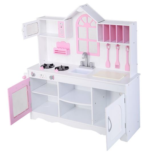 Topbuy Kids Chef¡¯s Pretend Wooden Kitchen Cooking Play Set for Toddler