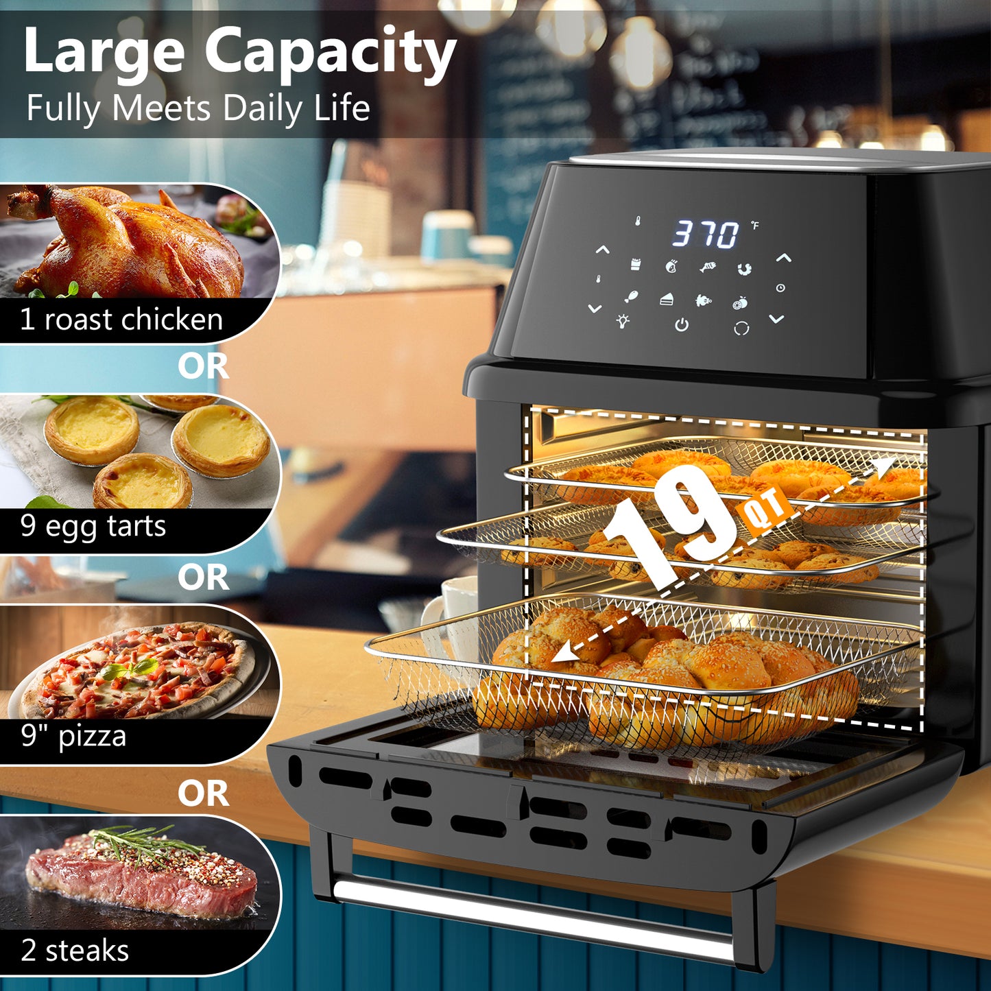 Topbuy 1800W 19QT Multi-functional Electric Air Fryer Oven