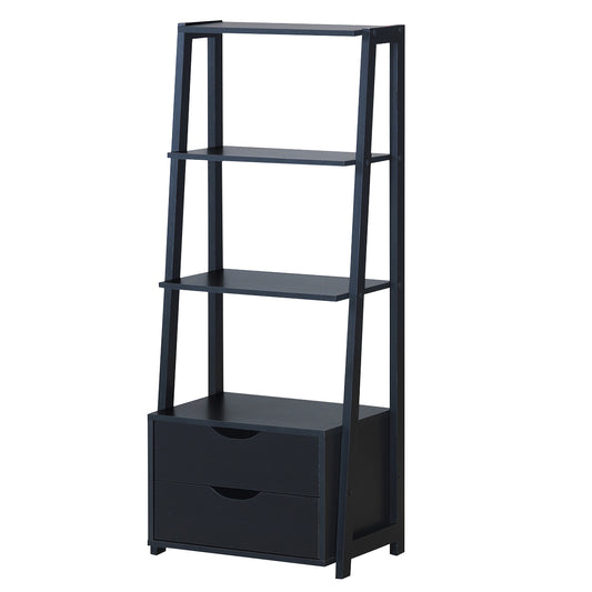 Topbuy 4-Tier Ladder Bookshelf Storage Display Bookcase with 2 Drawers