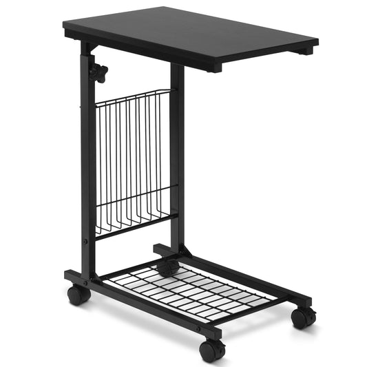 Topbuy Snack Magazine Sofa End Table Rolling Casters Height Adjustable