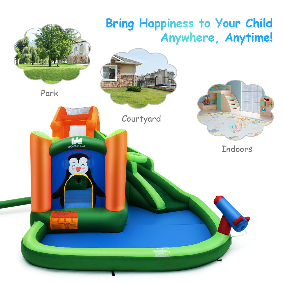 Topbuy Inflatable Slide Bouncer Splash Pool Water Play Center