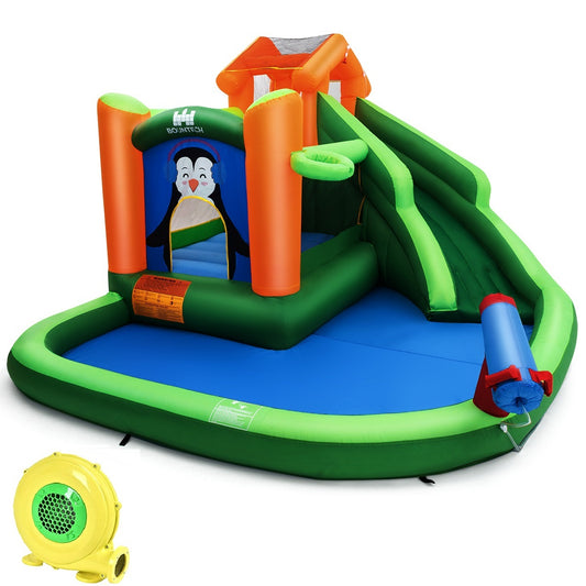 Topbuy Inflatable Slide Bouncer Splash Pool Water Play Center w/Blower