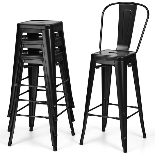 Topbuy Set of 4 Bar Stools 30'' Height Stackable Patio Dining Chairs