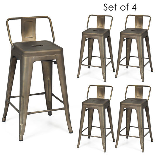Topbuy 4 PCS Metal Bar Stools 24'' Industrial Height Chair Gunmetal