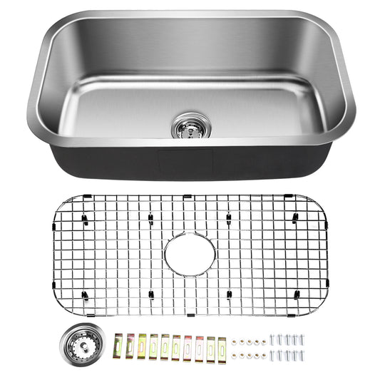 Topbuy 31'' Under-mount Single Bowl Stainless Steel Kitchen Sink
