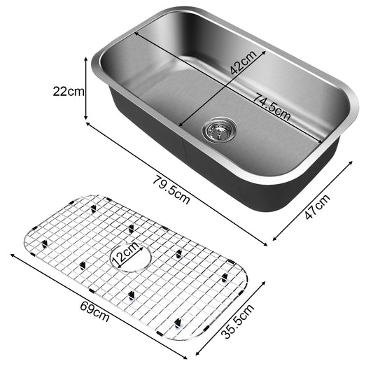 Topbuy 31'' Under-mount Single Bowl Stainless Steel Kitchen Sink