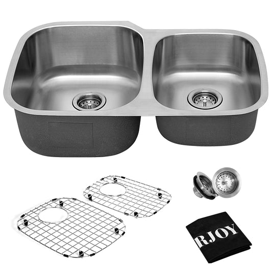 Topbuy 32'' Under-mount Double Bowl Stainless Steel Kitchen Sink