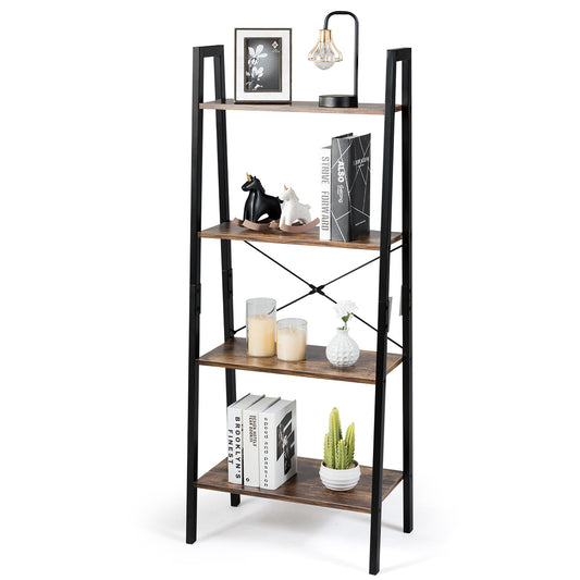 Topbuy 4-Tier Ladder Storage Rack Bookcase Display Shelves Plant Stand