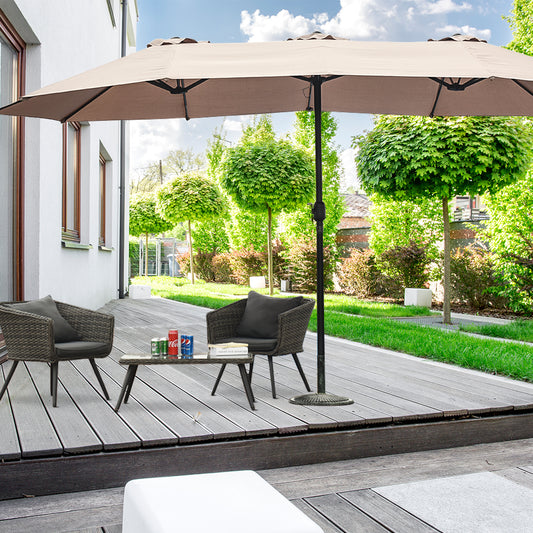Topbuy 15' Patio Umbrella Double-Sided Outdoor Shade Offset Beige