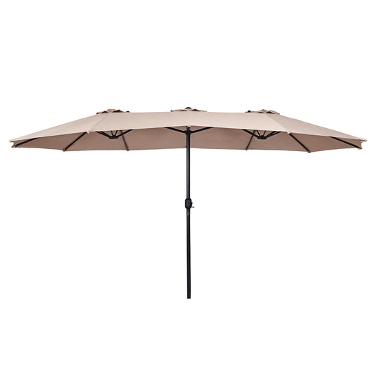 Topbuy 15' Patio Umbrella Double-Sided Outdoor Shade Offset Beige